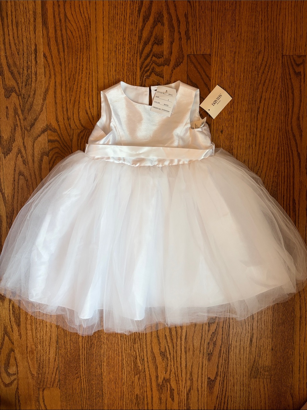 David’s Bridal Flower Girl White Tulle Party Dress for Girls -